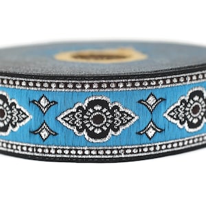 25 mm Sky Blue Renaissance Motive ribbon (0.98 inches),  european ribbon, dog colar ribbons, Sewing, Jacquard ribbon, Trim, 25905