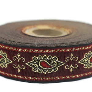 25 Mm Red Medieval Motive Ribbon (0.98 Inches), Renaissance Trim ...