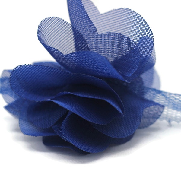 50 mm Royal Blue Chiffon Flower,Fluffy Flowers For Hair Accessories,Rose Trim,Shabby Chiffon Flower Headbands,Chiffon Trim,Sewing,Artificial