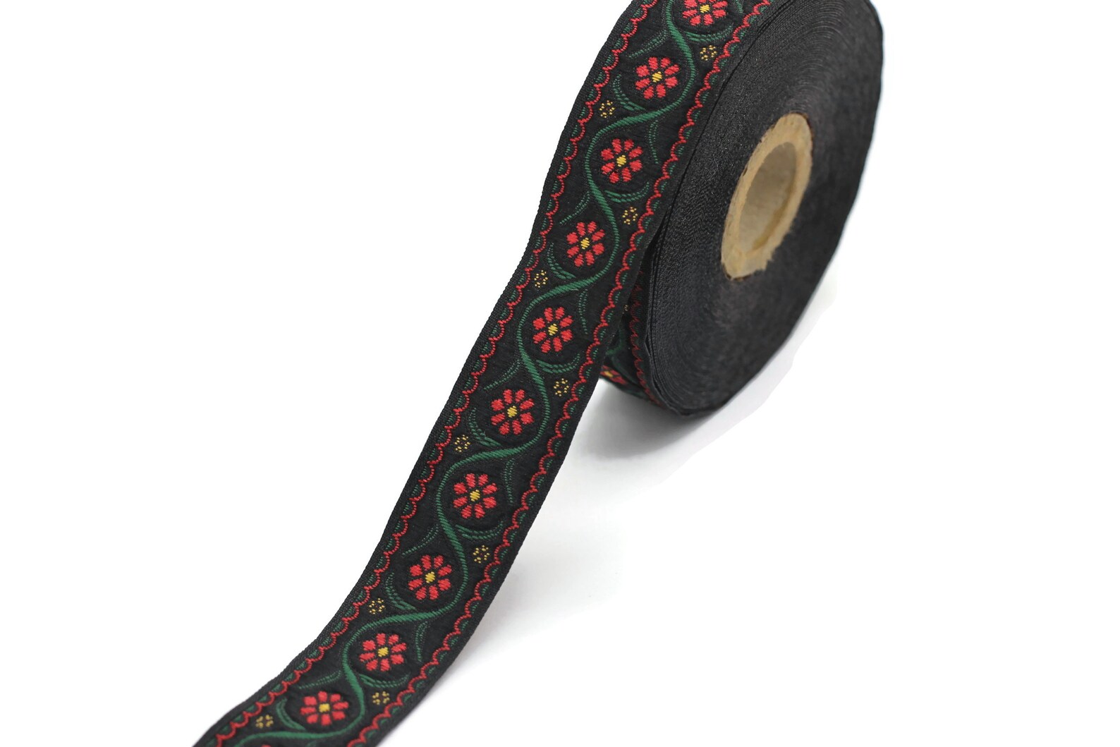 22 Mm Red Floral Embroidered Ribbon 0.86 Inches Vintage - Etsy