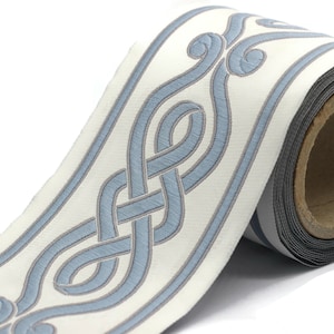 Blue 100 mm Embroidered Ribbons (3.93 inch), Jacquard Trims, Sewing Trim, Curtain trims, Jacquard Ribbons, trim for drapery, 142 V4