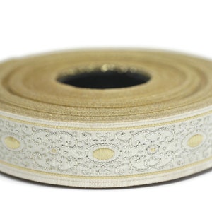 16 mm yellow authentic Jacquard ribbons (0.62 inches), woven ribbon, authentic ribbon, Sewing trim, Scroll Jacquard trim, 16805