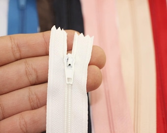 10 pcs White Pant Zippers, 18-60cm (7-23inches) zipper, dress zipper, zipper for skirt, lightweight zipper, dress zipper, zippers PZ01
