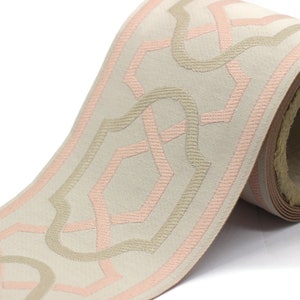 Lichtroze en lichtbruine 100 mm geborduurde linten (3,93 inch), jacquardversieringen, naaigarens, draperieën, gordijnversieringen, gordijnrand, 173