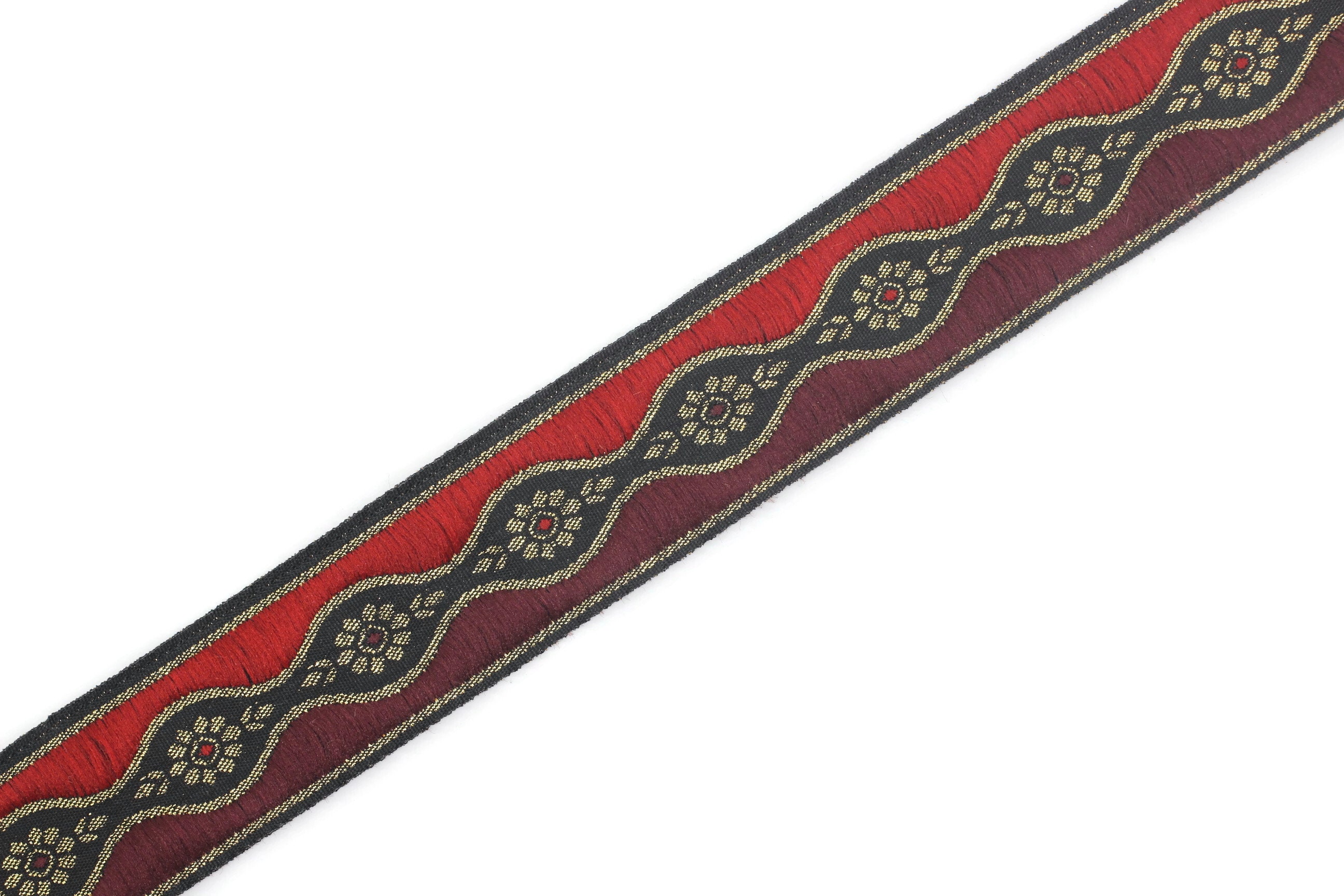 Red Decorative Ribbon 25 Mm Red Floral Vintage Ribbon (0.98 Inches), Floral Embroidered ...