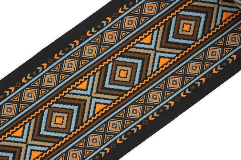 100 Mm Blue&orange African Motif Ribbon 3.93 Inches Vintage - Etsy