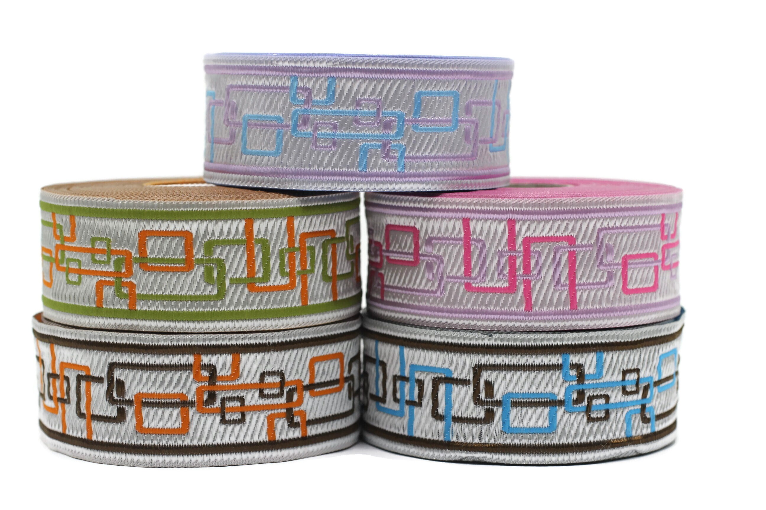35 Mm Lilac/blue New Age Jacquard Ribbons (1.37 Inches