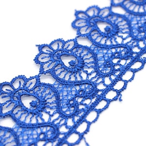 40 mm 8 Meters Light Blue Guipure Lace Trim | 1.57 Inches Wide | Floral Lace Trim | Bridal Lace | Red Lace | Guipure Lace TRM40