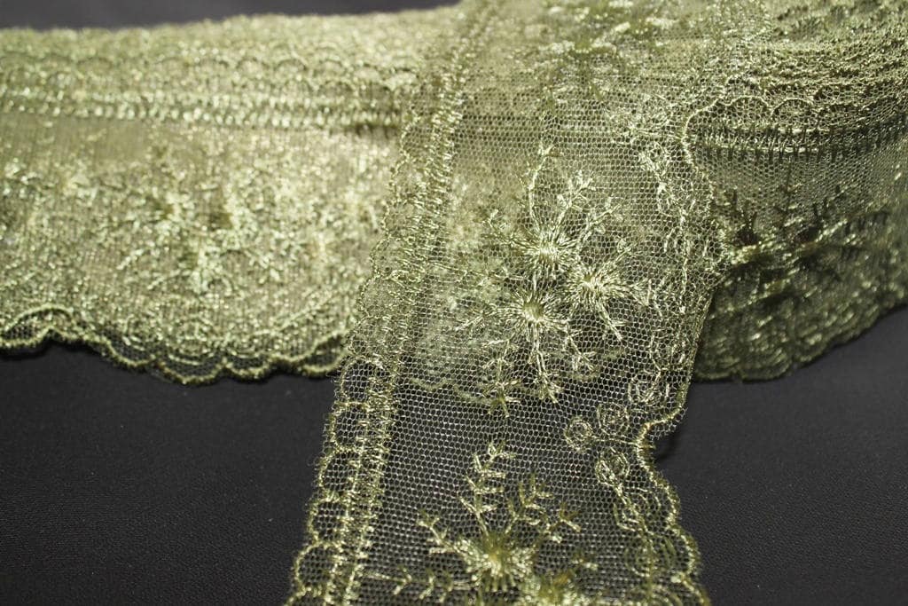 60 Mm Military Green Organza Lace Trim Embroidered Lace 2.35 - Etsy