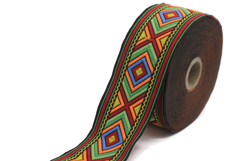 50 Mm Colorful African Motif Ribbon (1.96 Inches), Vintage Jacquard ...