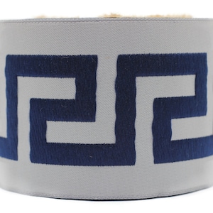Rubans brodés bleu et gris 68 mm (2,67 pouces, bordure de couture, bordure de tenture, bordures de rideaux, rubans jacquard, bordure pour tenture, 197 V4