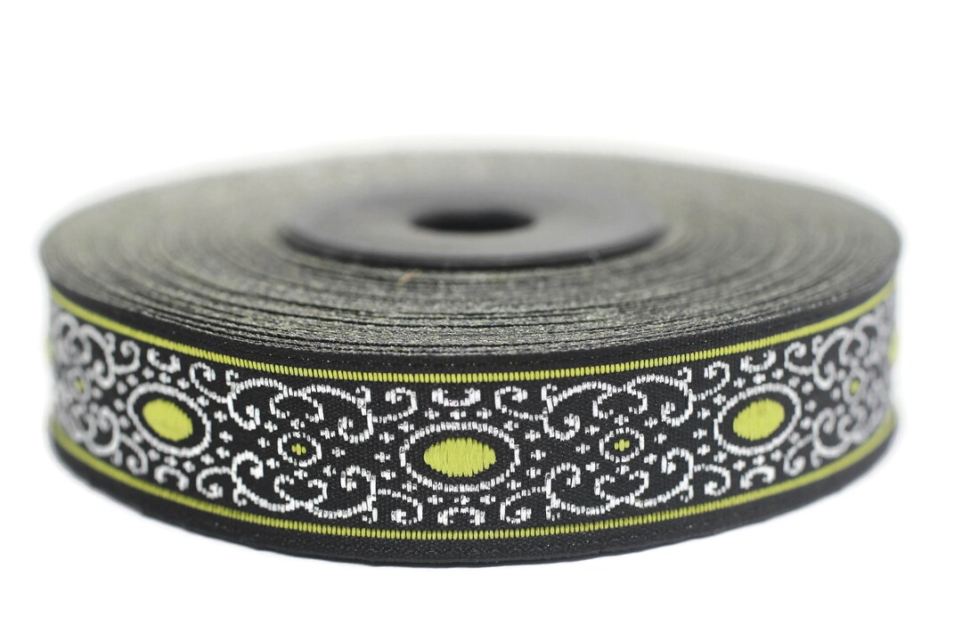 16 Mm Green Authentic Jacquard Ribbon (0.62 Inches), Woven Ribbon ...