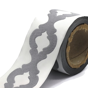 68 mm Embroidered Ribbons (2.67 inch), Spiral Motive, Sewing Trim, drapery trim, Curtain trims, Jacquard Ribbons, trim for drapery, 199 V1