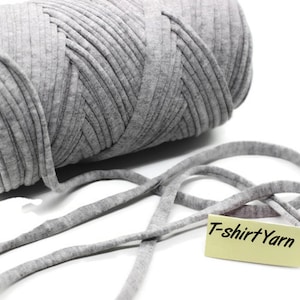 Light Gray T-shirt Yarn, Cotton Yarn, Recyled Fabric yarn, home textile yarn, crochet yarn, basket yarn, yarn, bag yarn, Upcycled Yarn