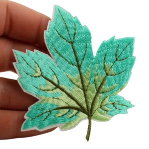10 Pcs Maple Leaf Patch, Cyan 3.1 Inch Iron On Patch Embroidery, Sycamore leaf Patch, Sew On Patch, Embroidered Patch, Applique
