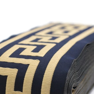 16.4 Yrd 100mm Dark Blue&Gold Greek Key Ribbons (3.93 inc, Meander Jacquard Trim, Drapery Trim Tape, Curtain Making Upholstery Fabric 197 V7