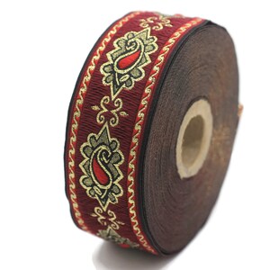 35 Mm Red Medieval Motive Ribbon (1.37 Inches), Renaissance Trim ...