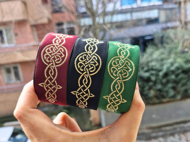 Celtic Rope Ribbon Endless Celtic Knot Trim by the Yard, Woven Jacquard Ribbon for ...
