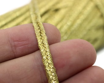 5 mm Thick Soutache Cord, Metallic Gold Braid Cord, 5 mm Twisted Cord, Soutache Trim, Jewelry Cords, Soutache Jewelry, Soutache Supplies
