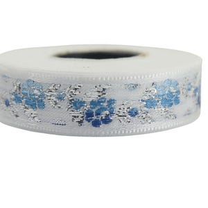 16 mm weißes Jacquard-Band mit floralem Muster, Jacquard-Band mit weißer Vorderseite (16 mm, Jacquard-Besatz, Balkan-Dekorband, Nähbesatz, Kragenbesatz, 16011