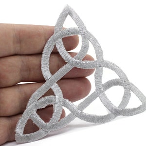10 Pcs Silver Celtic Patch 3.2 Inches Iron On Patch Embroidery,  Celtic Custom Patch, High Quality Sew On Badge for Denim, Sew On Patch