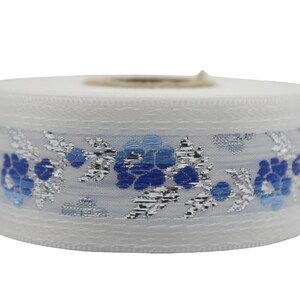 35 mm weißes Jacquard-Band mit Blumenmuster, Jacquard-Band mit weißer Vorderseite (1,37 Zoll, Jacquard-Besatz, Balkan-Dekorband, Nähborte, Kragenbesatz, 35011