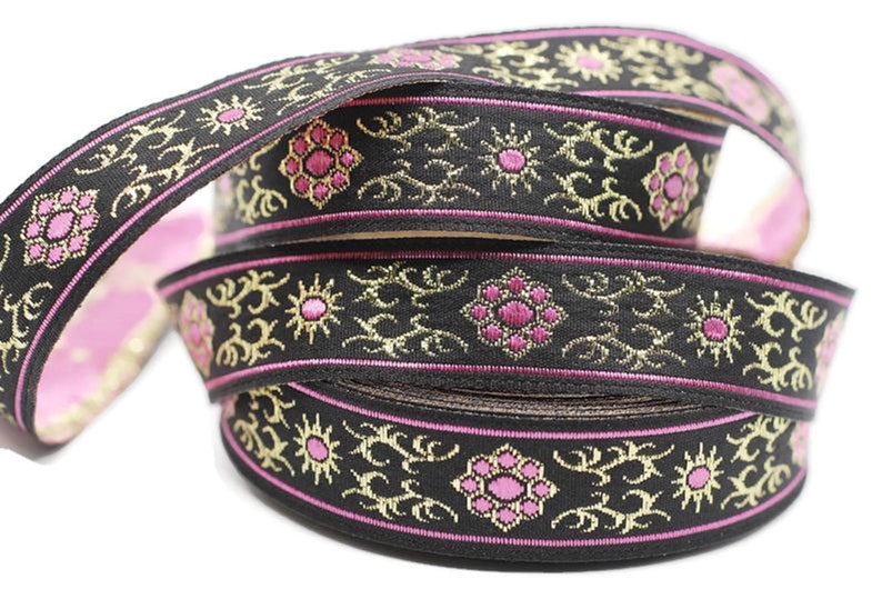 16 mm metallic Pink jacquard ribbons 0.62 inches native Etsy