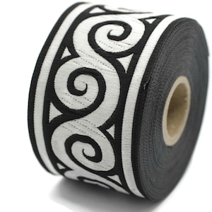 50 mm Silver Black Elegance Jacquard trim (1.96 inches), Jacquard ribbons, woven trim, jacquard trims, sewing tirim, trimming, 50061