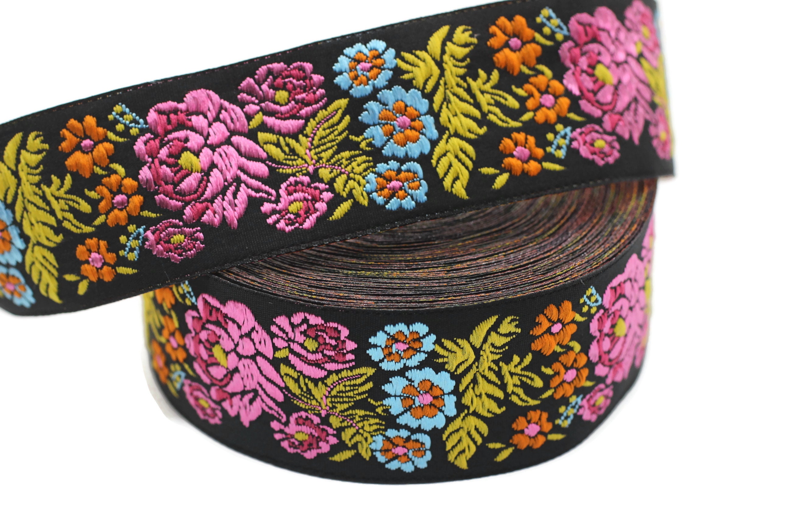 35 Mm Colorful Floral Embroidered Ribbon 1.37 Inches - Etsy