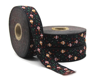 Cintas jacquard navideñas de 24 mm y 0,94 pulgadas, cinta de Año Nuevo, adorno bordado con globos, adorno navideño, cinta para manualidades, cinta de invierno,