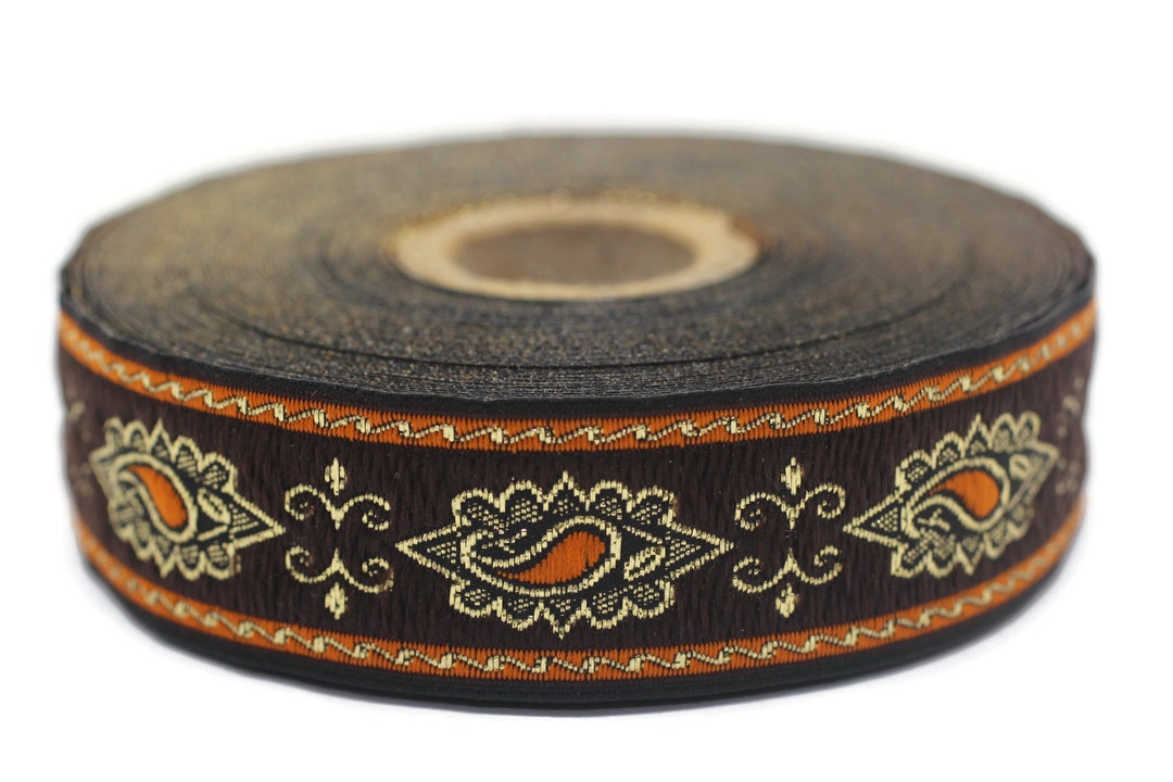 25 Mm Orange Medieval Motive Ribbon (0.98 Inches), Renaissance Trim ...