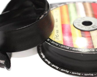 30 mm Black Sewing Tape, Leather Bias tape,  Sewing binding, trim (0.78 inches), Leather Sewing Trim, sewing bias