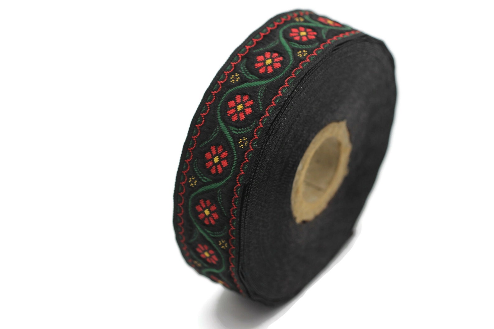 22 Mm Red Floral Embroidered Ribbon 0.86 Inches Vintage - Etsy