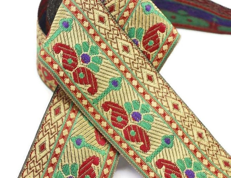 60 mm Colorfull indian ribbon woven ribbon Brocade trim | Etsy