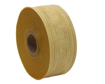 35 mm Beige Greek Key ribbons (1.37 inches), Meander Sewing Trim, Historical Jacquard Ribbon, Vintage Trim, Upholstery Fabric 35062