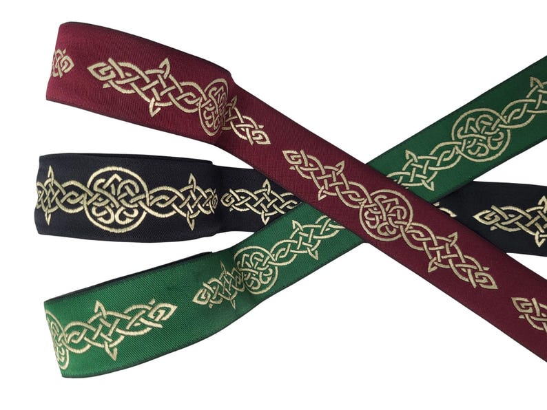 Celtic Rope Ribbon Endless Celtic Knot Trim by the Yard, Woven Jacquard Ribbon for ...