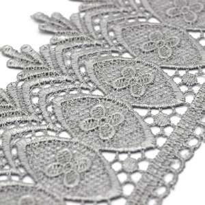 100mm 8 Meters Grey Bridal Guipure Lace Trim | 3.93 Inches Wide Lace Trim | Geometric Bridal Lace | French Guipure | Lace Fabric TRM100