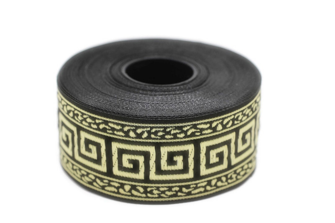 35 Mm Black/gold Greek Key Ribbons (1.37 Inches), Ribbon Trims ...