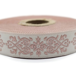 20mm Pink Victorian Jade Jacquard Ribbon 0.78 (inch) | Embroidered Bordure | Fabric Tapestry for Embellishment Craft Home Decor | 20271