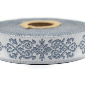 20 mm Blue Victorian Jade Jacquard Ribbon 0.78 (inch) | Embroidered Bordure | Fabric Tapestry for Embellishment Craft Home Decor | 20271