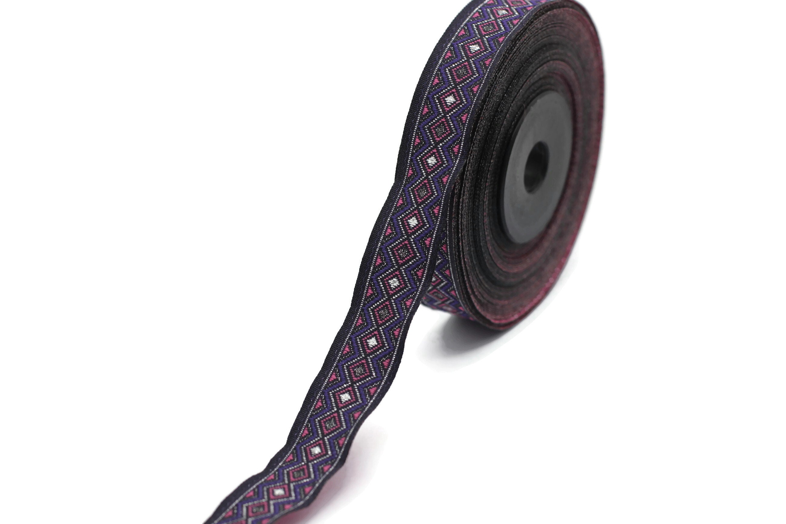 Triangle Shape Ribbons 15 Mm Pink&purple Triangle Motive Jacquard Ribbon, (0.59 Inches ...