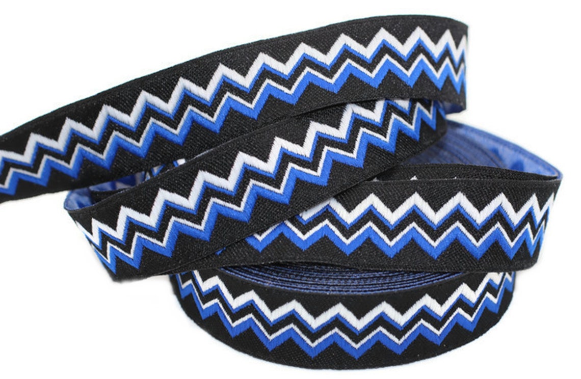 20 Mm Blue Zigzag Ribbon 0.78 Inch Zigzag Trim Jacquard Etsy