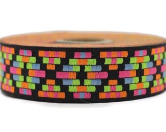 25 mm Colorful Jacquard ribbon, 0.98inch, Decorative ribbon, Craft Ribbon, Jacquard trim, Geometric ribbon, native trims