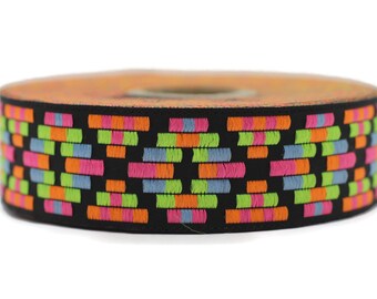 25 mm Colorful Jacquard ribbon (0.98 inches), Decorative ribbon, Craft Ribbon, Jacquard trim, Geometric ribbon, native trims