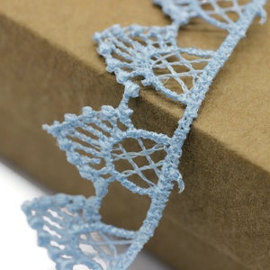 8.74 Yards Light Blue Window Bridal Guipure Lace Trim | 0.68 Inches Wide Lace Trim | Bridal Lace | French Guipure | Lace Fabric TRM17