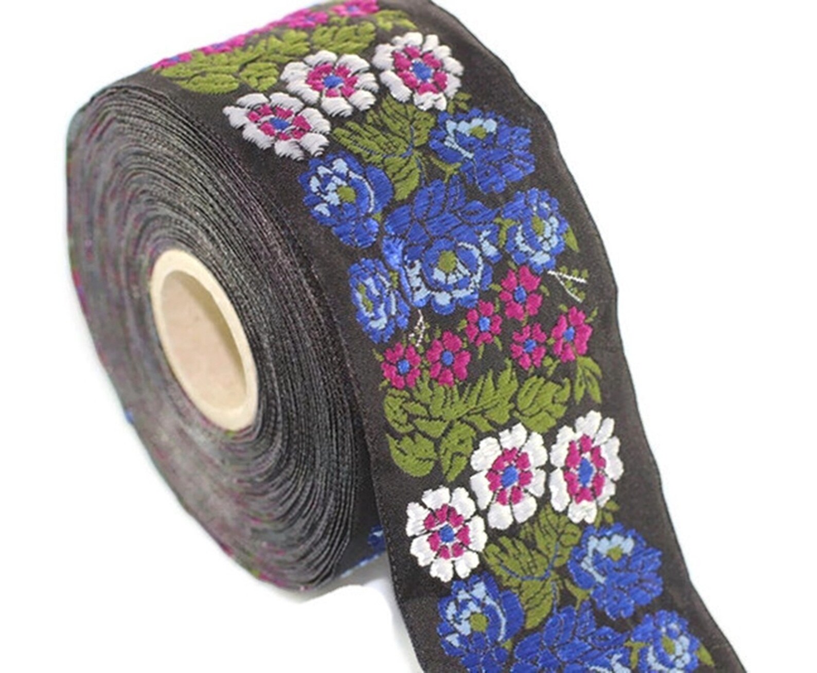 50 Mm Blue Floral Embroidered Ribbon 1.96 Inches Vintage | Etsy