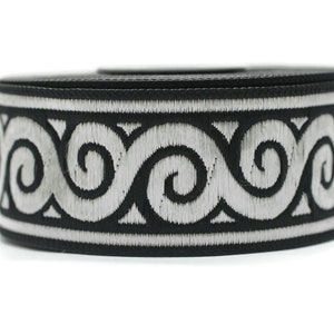 35 mm Silver Elegance Jacquard trim (1.37 inches), Jacquard ribbons, woven trim, jacquard trims, sewing tirim, trimming, 35061