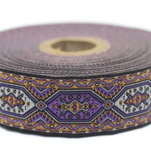 25 mm Purple Woven Jacquard ribbons (0.98 inches jacquard trim, Decorative Craft Ribbon, Sewing trim, woven trim, embroidered ribbon, 25588