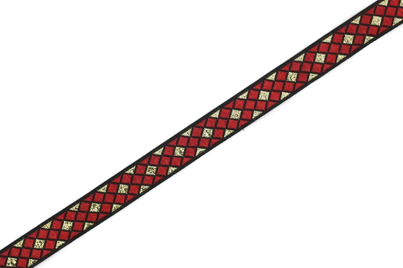 12 Mm Red Triangle Motive Jacquard Border (0.47 Inches), Jacquard ...