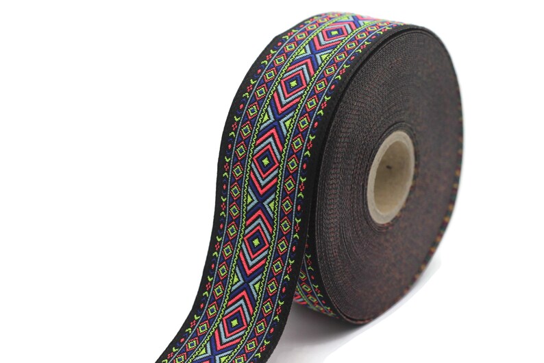 35 Mm Neon Green African Motif Ribbon (1.37 Inches), Vintage Jacquard ...